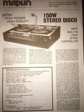 RARE MAPLIN 150 Watt Stereo Disco Kit Circuit Diagrams 1970s/80s