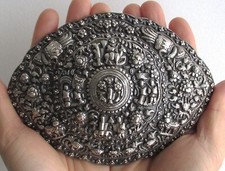 Rare Large Antique Straits Chinese Peranakan Sterling Silver Belt Buckle Pending