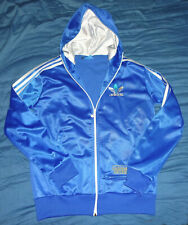 Adidas Chile 62 Hooded Zip Blue White Shiny *Wet Look* Size "S" GOOD CONDITION 