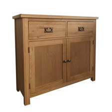 Oakcroft Rustic Oak Small Sideboard Hallway 2 Door 2 Drawer Fully Assembled