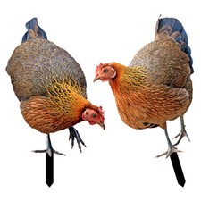  2 Pcs Creative Decor Hen Decoration Card Insert Garden Chicken Statue Signs
