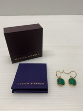 Monica Vinader Siren Gemstone Wire Earrings 18K Gold Vermeil, Green Onyx