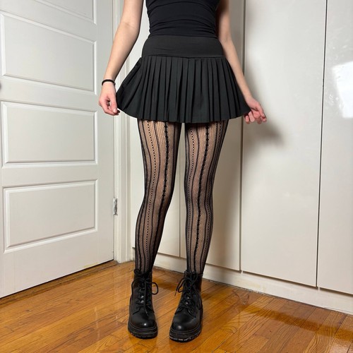 Black patterned fishnet tights - patterned,