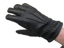 Vintage Dutch Army black leather gloves mittens lined military spring autumn TD