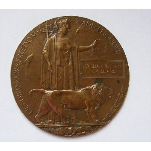 Ww1 death penny plaque william - death,