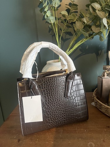 Zara brown croc - zara, croc-embossed