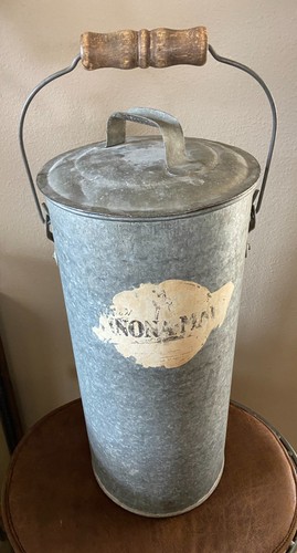 Vtg galvanized bucket pail - galvanized,