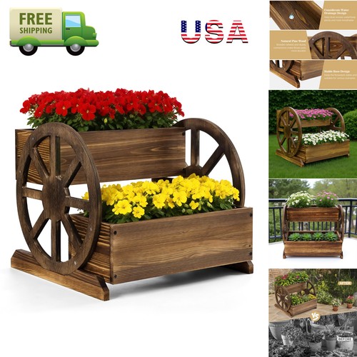 Wooden wagon planter tier - wagon,