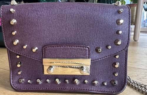 Furla burgundy studded leather - burgundy,