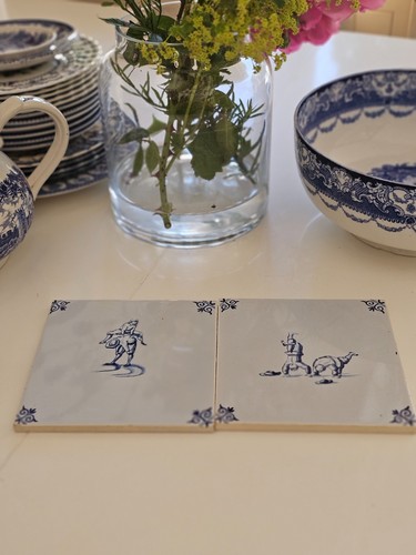 Pair delft tiles - pair, of