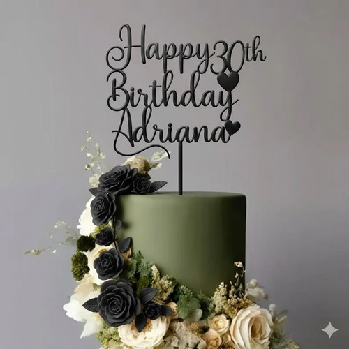 Personalised cake topper happy - topper,