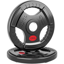 SPORTNOW 2 x 10kg Olympic Weight Plates, Weight Plate Discs with Tri-Grips