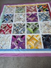 Multicoloured Handmade Large Patchwork Quilt.  Lovely design 