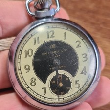 Vintage Chrome Ingersoll Triumph Pocket Watch Working c1970