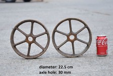 pair of iron wheels shepherd / chicken hut antique old trolley wheel 22.5 cm