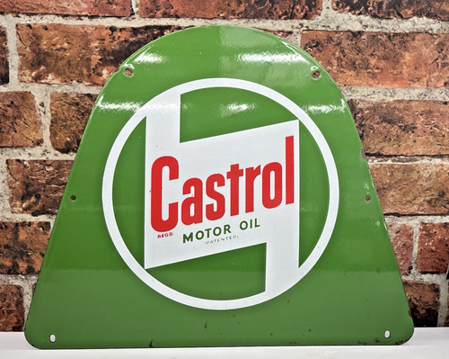 Castrol enamel sign bottle