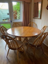 Ercol Dining Table and 6 chairs Light Wood Beautiful Condition. Gate leg table 