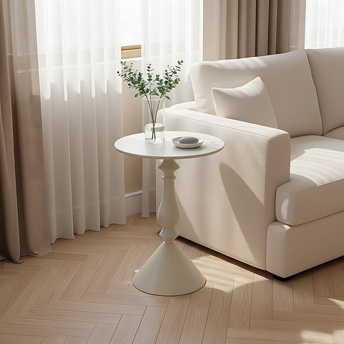 White metal side table 40cm - metal,
