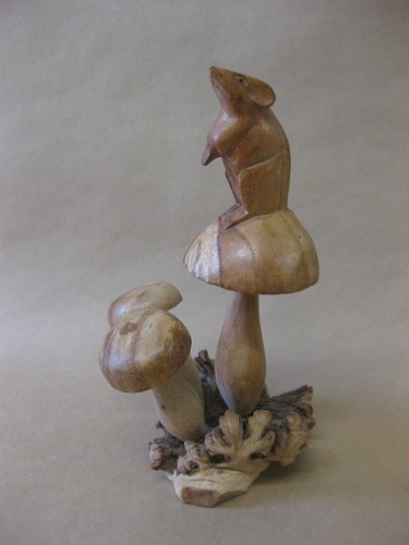 Vintage wood carving mouse - wood, &