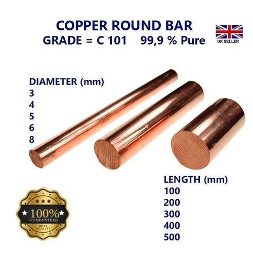 Copper round bar 6 - round,