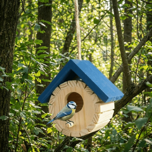 1pc wooden bird house hanging - wooden,