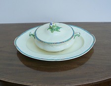 Vintage rare pattern Alfred Meakin oval serving plate & lidded veg tureen, 1930s