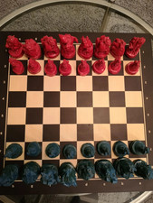 Dragon Stone Cast  Large Chess Set Pieces, All Felted At Their Bases- 661UNDCNTR