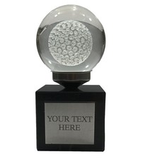 Personalised Crystal Golf Ball Trophy Award Any Text Engraved