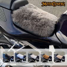 Universal Motorcycle Sheepskin Seat Cover Soft Luxury Cushion Security Straps