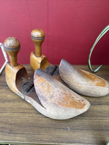 Antique wooden shoe trees - shoe,
