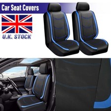 Black Blue 2pcs PU Leather Front Car Seat Covers Protector FOR RENAULT CLIO MK2