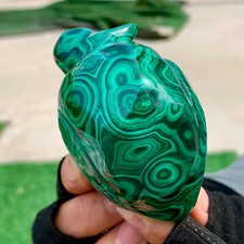 340G Natural glossy Malachite Crystal Handcarved duck mineral sample