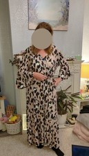 Joanna Hope animal print long ladies dress black and tan size 22