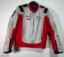 Hein Gericke Motorcycle Jacket Mens Large Grey Red Textile Padded Tour Racing