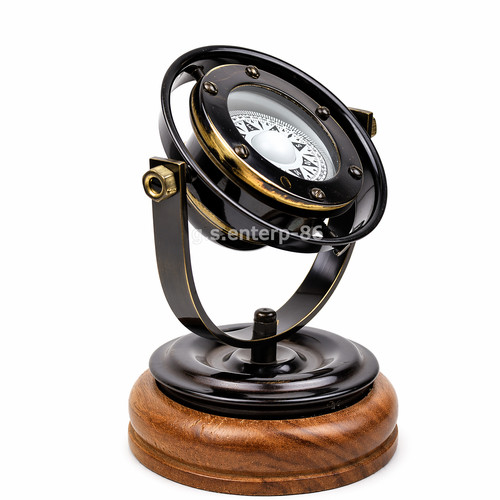 Black brass gimbal compass - brass,