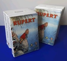 Vintage Rupert The Bear Ceramic Bookends. Moneybox.