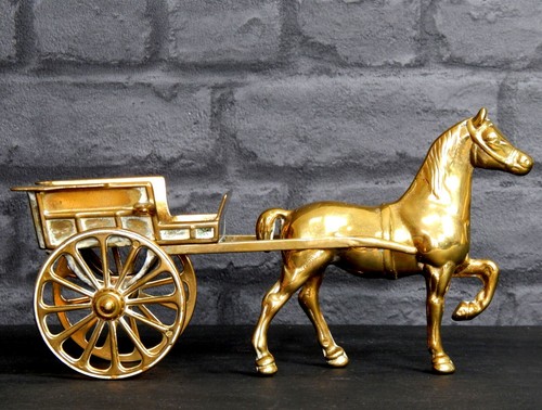 Vintage decorative brass horse - vintage,