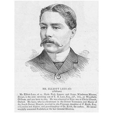 Elliott Lees MP for Oldham - Antique Print 1886