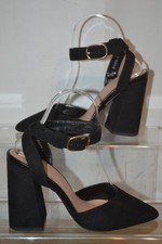 New Look women's black pointed toe high block heel ankle shoes UK size 5