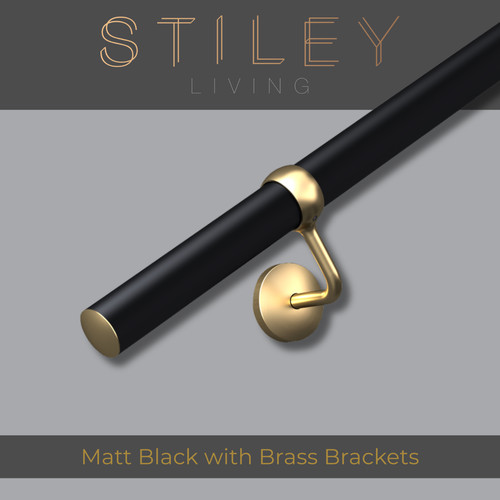 Matt black indoor - handrail, kit