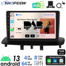 DAB+ 4+64GB CarPlay Android 13 Head Unit Radio For Renault Megane 3 Sat Nav WIFI