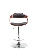 Windsor Faux Leather & Chrome Barstool Black & Walnut