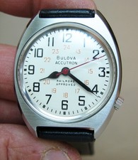 SERVICED ACCUTRON RAILROAD 218 BULOVA STAINLESS STEEL  TUNING FORK MEN WATCH N3