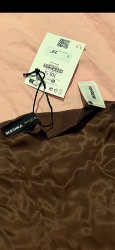 Bershka brown satin cami top - brown,