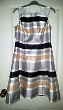 COAST Lucy Stripe Gold Silver Black Cream Dress Wedding Races Party UK 12