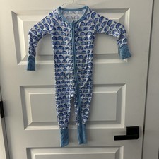 Little Sleepies Blue Rainbows Bamboo Sleeper Pajamas size 6-12 Months Zippy