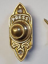 Solid Brass Antique Victorian Style Retro Rectangular GOTHIC Bell Push Door