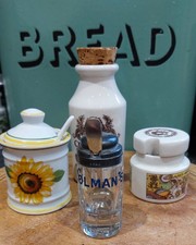 Vintage Colman's crystal glass Mustard Pot With French Porcelain Mustard Pot Etc