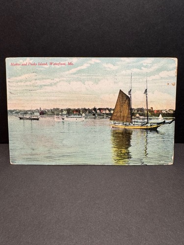 Waterfront maine postcard - waterfront,