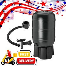 Large 210L Black Slimline Water Butt Rain Water Barrel With Stand, Lid & Kit
